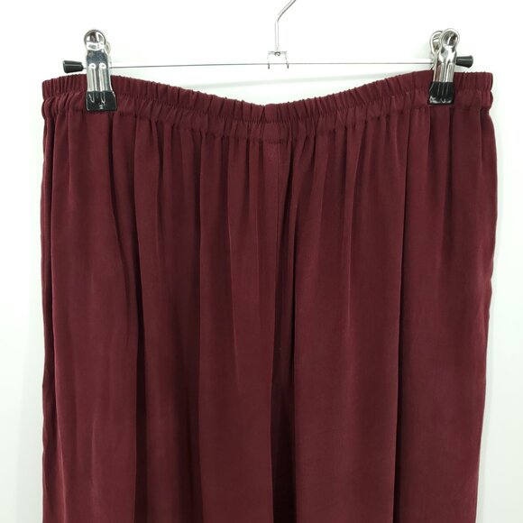 Eileen Fisher 100% Silk Wide Leg Pull On Pants M Burgundy Red - Picture 8 of 11